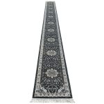 1000 x 80cm Grey Persian Floral Medallion Runner Rug