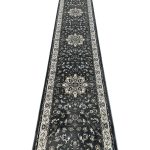 1000 x 80cm Grey Persian Floral Medallion Runner Rug
