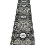 1000 x 80cm Grey Decorative Charcoal Medallion Runner Rug - Image 3