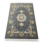 150 × 100cm Charcoal & Gold Persian Floral Medallion Area Rug - Image 2