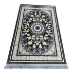 150 × 100cm Grey Medallion Framed by Ivory Blossoms Persian Rug - Image 2