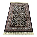150 × 100cm Golden Bloom on Midnight Ground Persian Rug - Image 3