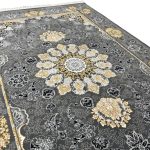 150 × 100cm Charcoal & Gold Persian Floral Medallion Area Rug - Image 3