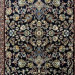 150 × 100cm Golden Bloom on Midnight Ground Persian Rug - Image 4