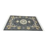 150 × 100cm Charcoal & Gold Persian Floral Medallion Area Rug - Image 4