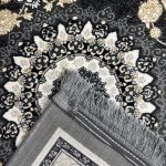 150 × 100cm Grey Medallion Framed by Ivory Blossoms Persian Rug - Image 7