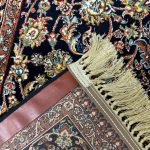 150 × 100cm Golden Bloom on Midnight Ground Persian Rug - Image 7
