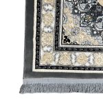 150 × 100cm Grey Medallion Framed by Ivory Blossoms Persian Rug - Image 6