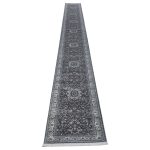 800 x 80cm Grey Persian Style Hallway Runner Rug – Extra Long Vintage Carpet