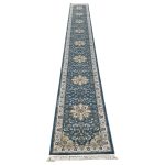 800 x 80cm Blue Floral Medallion Design Long Runner Rug