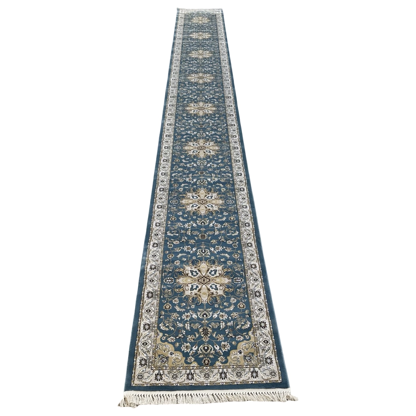 8000 x 800_10 800 x 80cm Blue Floral Medallion Design Long Runner Rug