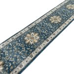 800 x 80cm Blue Floral Medallion Design Long Runner Rug