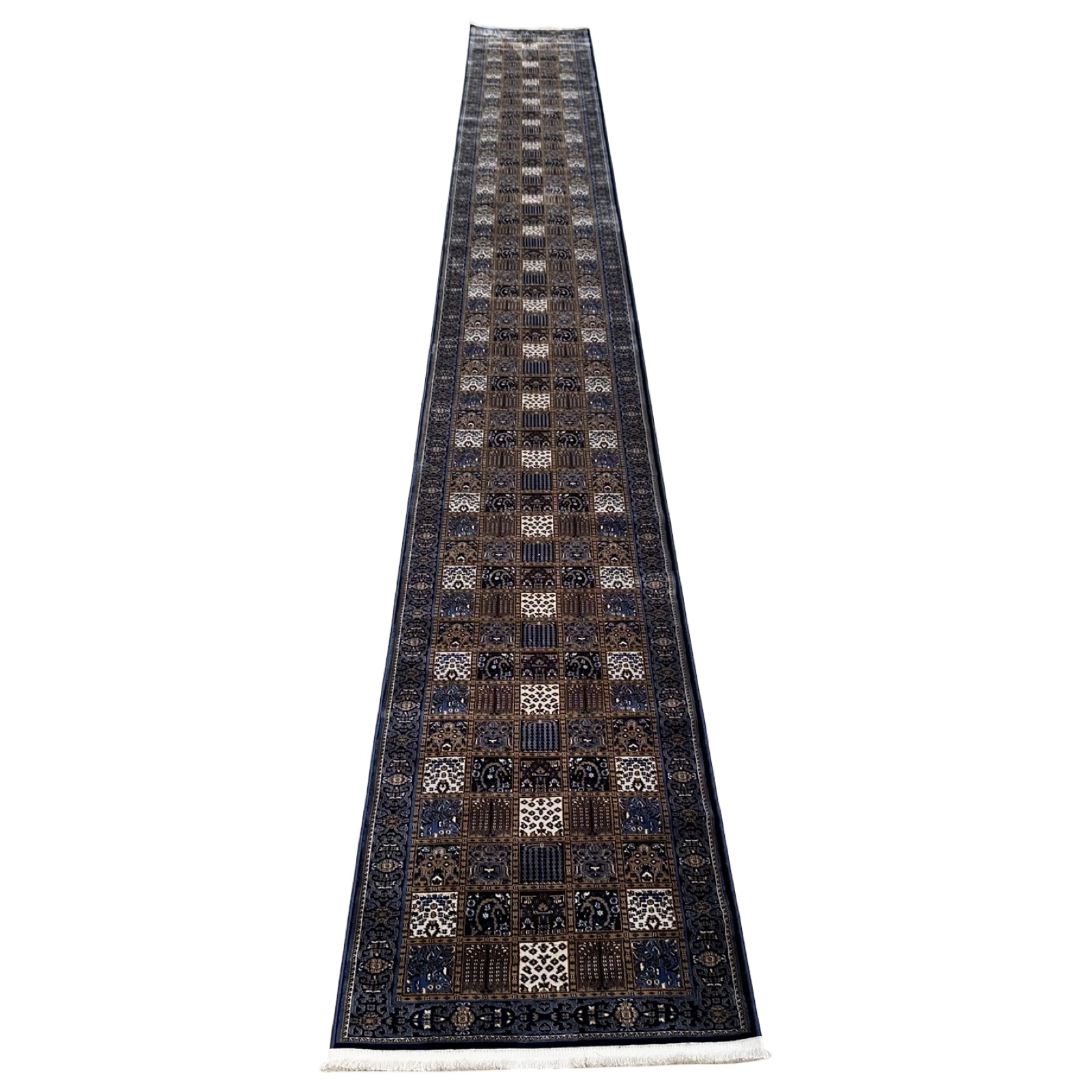 8000 x 800_71 800 x 80cm Navy Bakhtiari Style Long Runner Rug - Image 1