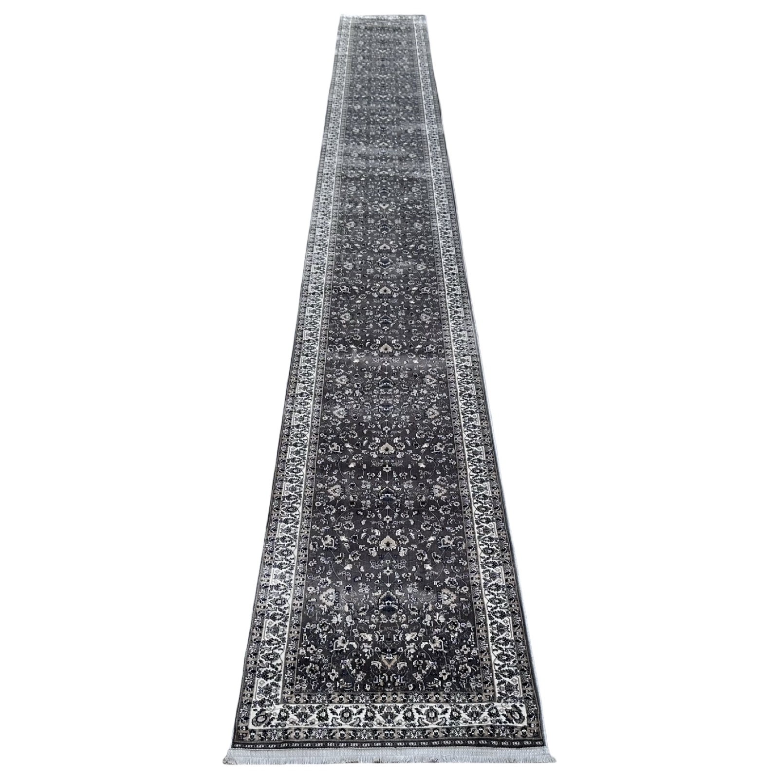 8000 x 800_80 800 x 80cm Grey & Ivory All over Design Runner Rug - Image 1