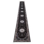 800 x 80cm Luxury Navy Persian Floral Medallion Runner Rug
