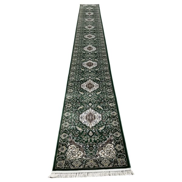 800 x 80cm Green Classic Style Long Runner Rug