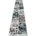 800 x 60cm Beige Blue Vintage Patchwork Design Runner Rug - Image 4