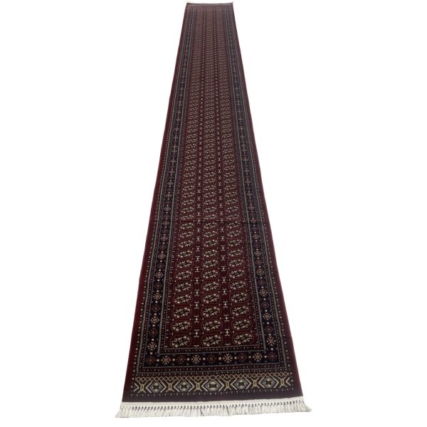 800 x 80cm Merlot Red Bokhara Design Long Runner Rug