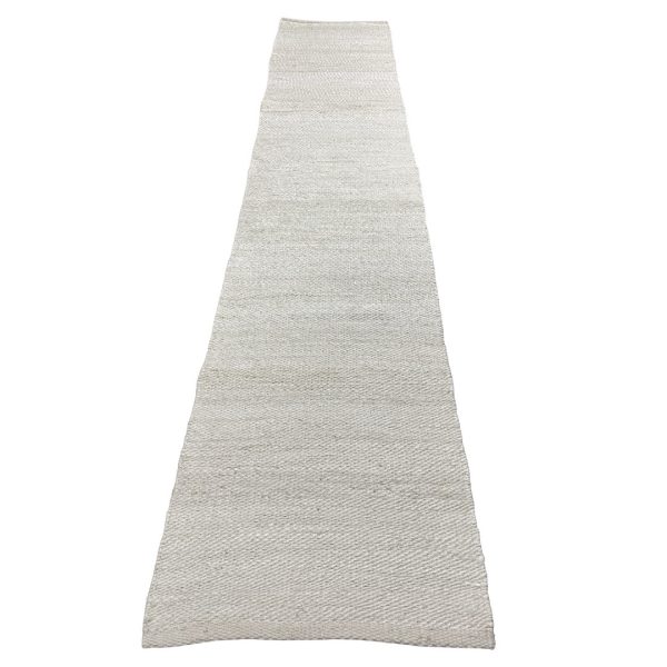 310 x 64cm Handwoven Jute Runner Rug – Natural White Woven Texture