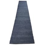 314 x 64cm Handwoven Navy Jute Runner Rug
