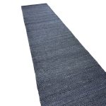 314 x 64cm Handwoven Navy Jute Runner Rug - Image 3