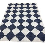 274 x 205cm Handwoven Natural & Navy Diamond Pattern Jute Rug