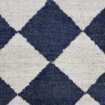 274 x 205cm Handwoven Natural & Navy Diamond Pattern Jute Rug