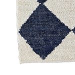 274 x 205cm Handwoven Natural & Navy Diamond Pattern Jute Rug