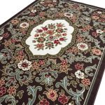 275cm x 200cm French Garden on Chocolate Brown Non-Slip Area Rug - Image 6