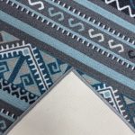 275cm x 200cm Slate Grey & Blue Boho Tribal Pattern Non-Slip Area Rug - Image 10
