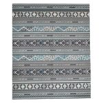 275cm x 200cm Slate Grey & Blue Boho Tribal Pattern Non-Slip Area Rug