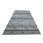 275cm x 200cm Slate Grey & Blue Boho Tribal Pattern Non-Slip Area Rug - Image 2