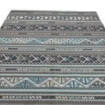 275cm x 200cm Slate Grey & Blue Boho Tribal Pattern Non-Slip Area Rug - Image 3
