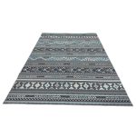 275cm x 200cm Slate Grey & Blue Boho Tribal Pattern Non-Slip Area Rug - Image 5