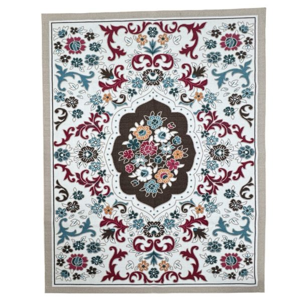 200 x 275 cm Pearl Ivory French Garden Area Rug – Non-Slip Floral Traditional Mat