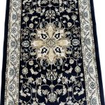 500 x 80 cm Navy Floral Medallion Runner Rug - Image 5