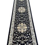 500 x 80 cm Navy Floral Medallion Runner Rug - Image 3