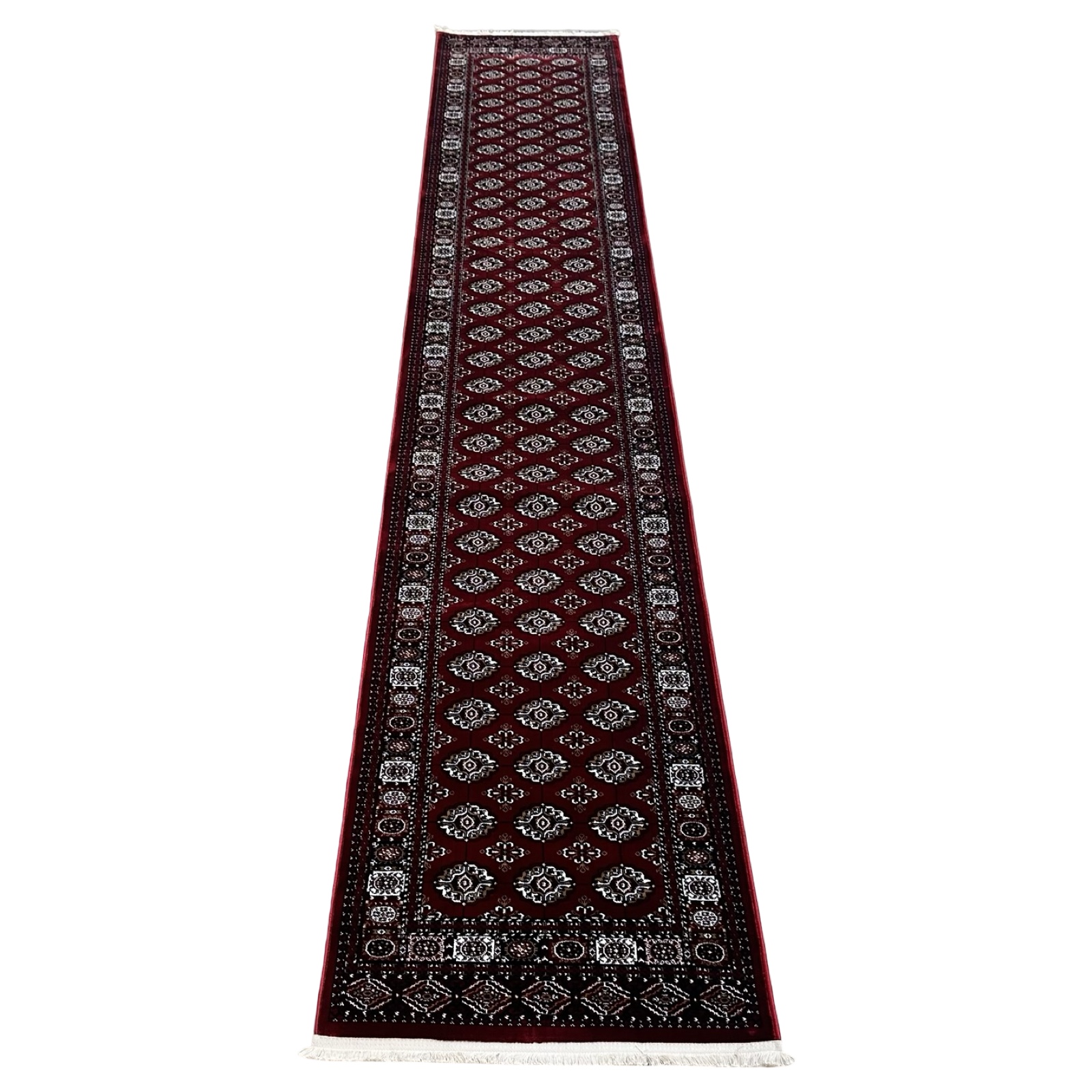 500 x 80 runner rug 500 x 80 cm Maroon Bukhara Style Runner Rug - Image 1