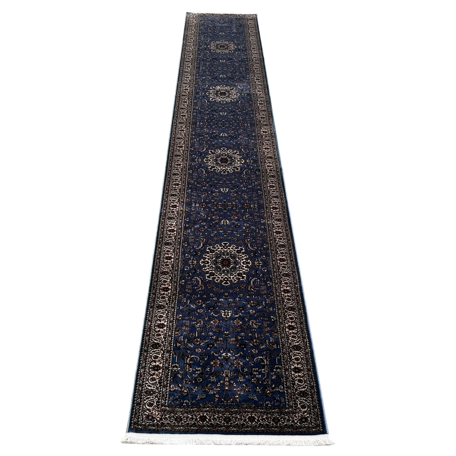 402&28_90 500 x 80cm Blue Oriental Medallion Design Runner Rug - Image 1