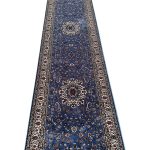 500 x 80 cm Blue Oriental Medallion Design Hallway Runner Rug
