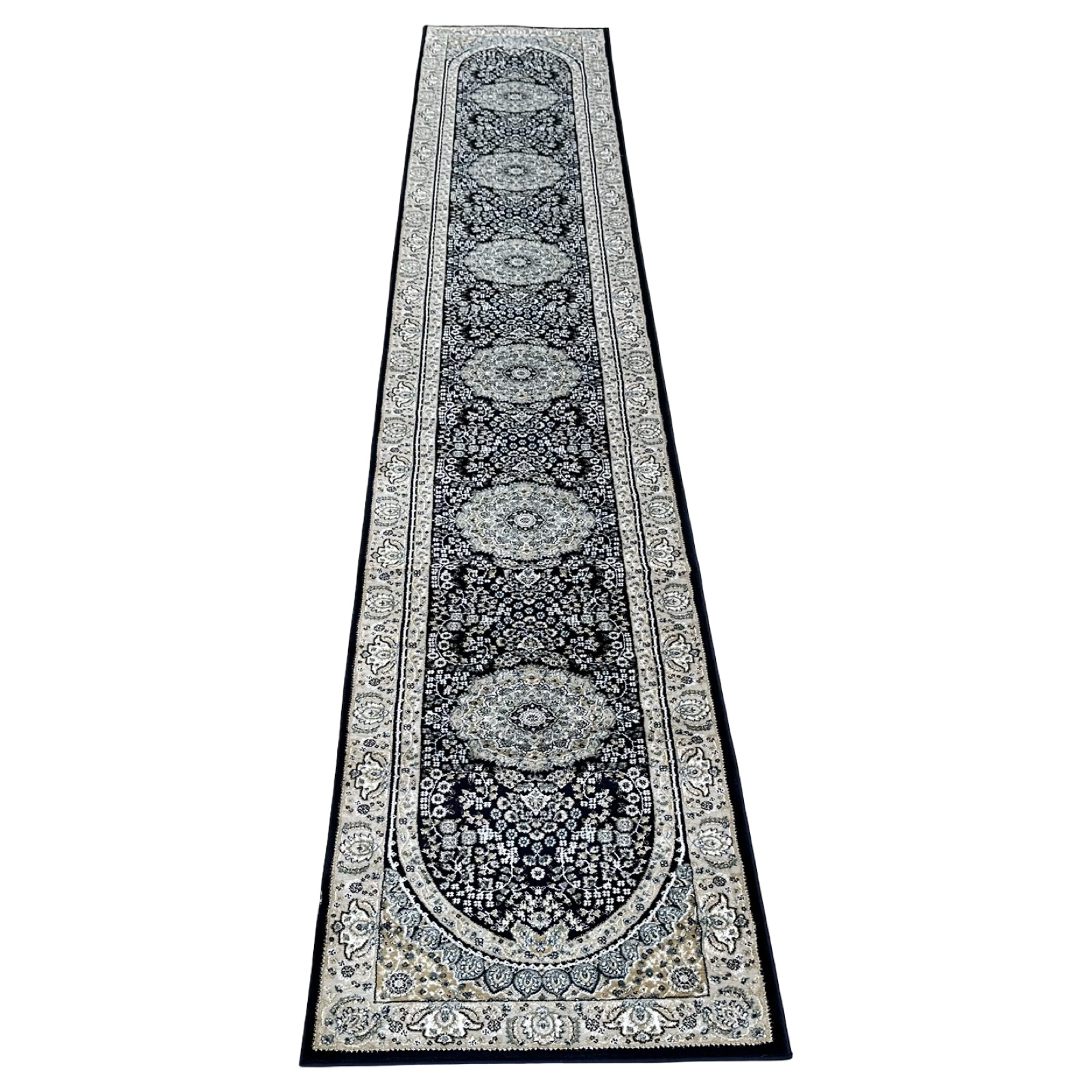 402&28bzjz_10 500 x 80 cm Traditional Persian Floral Starburst Runner Rug - Image 1