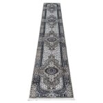 500 x 80 cm Silver Grey Vintage Persian Medallion Runner Rug