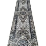 500 x 80 cm Silver Grey Vintage Persian Medallion Runner Rug - Image 3
