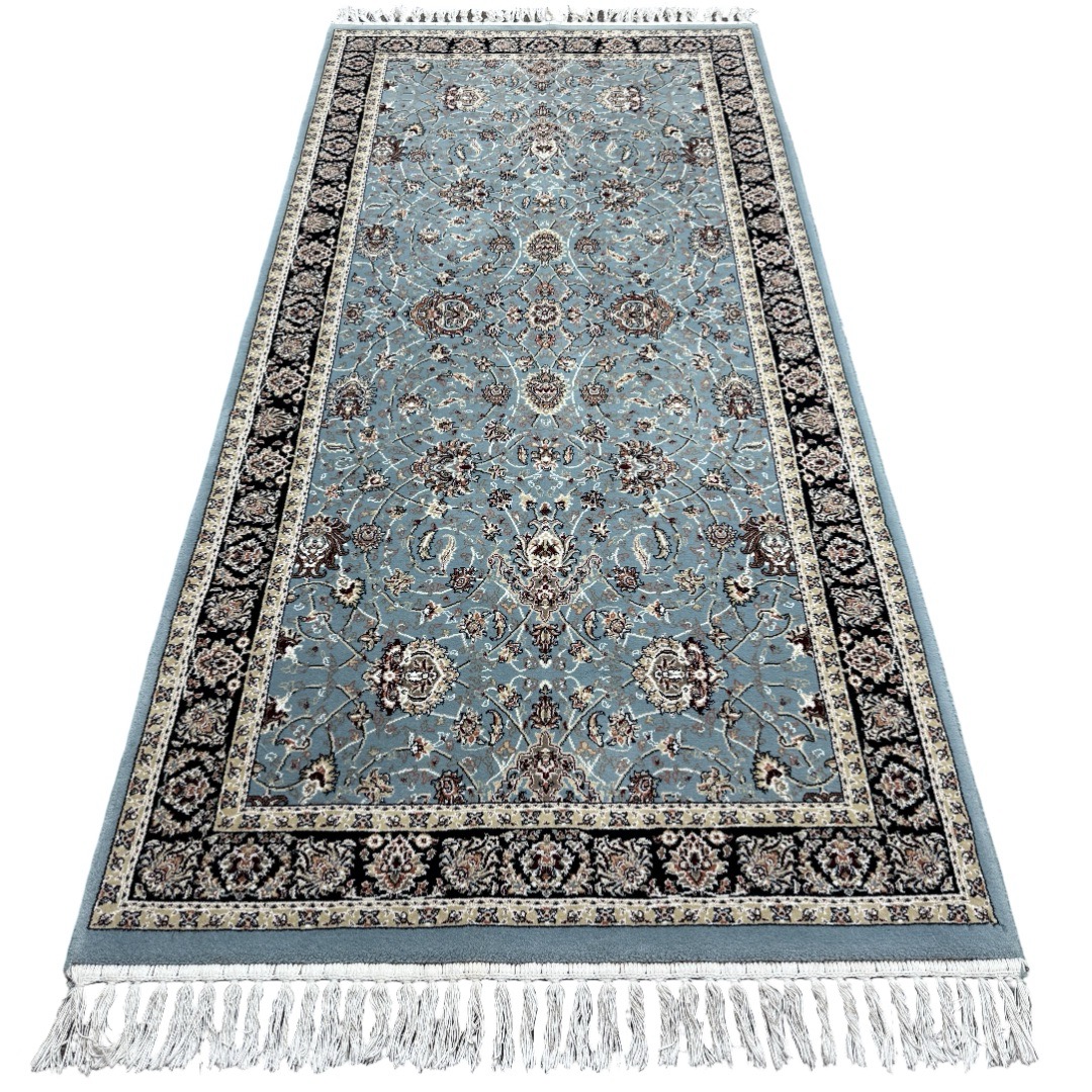 200 × 100cm Elegant Blue Oriental Medallion Rug
