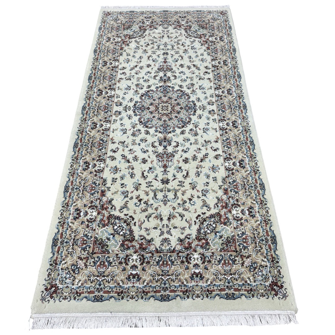 200 × 100cm Ivory & Beige Flower Medallion Area Rug