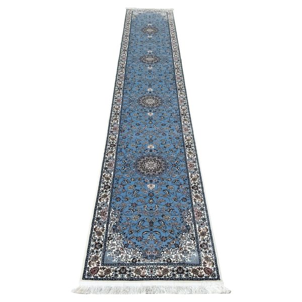 500 x 80 cm Premium Sky Blue Isfahan Runner Rug