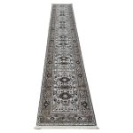 500 x 80cm Grey Vintage Persian Floral Medallion Runner Rug