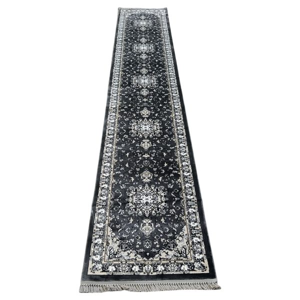 500 x 80 cm Charcoal Grey Oriental Medallion Runner Rug