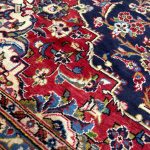 380 x 265cm Hand Knotted Floral Persian Kashan Navy Wool Rug - Image 8
