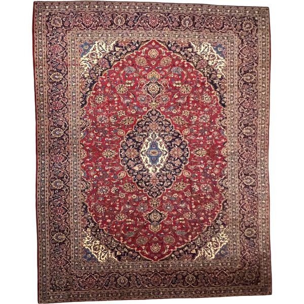 393 x 294cm Hand Knotted Persian Kashan – Red Wool Rug